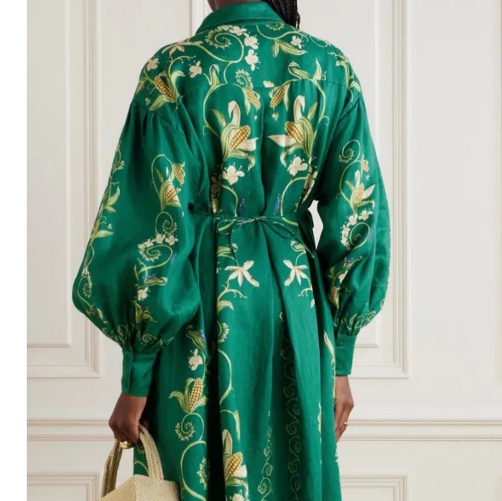 Agua By Agua Bendita Elegant Green Floral Maxi Dress - Picture 3 of 5